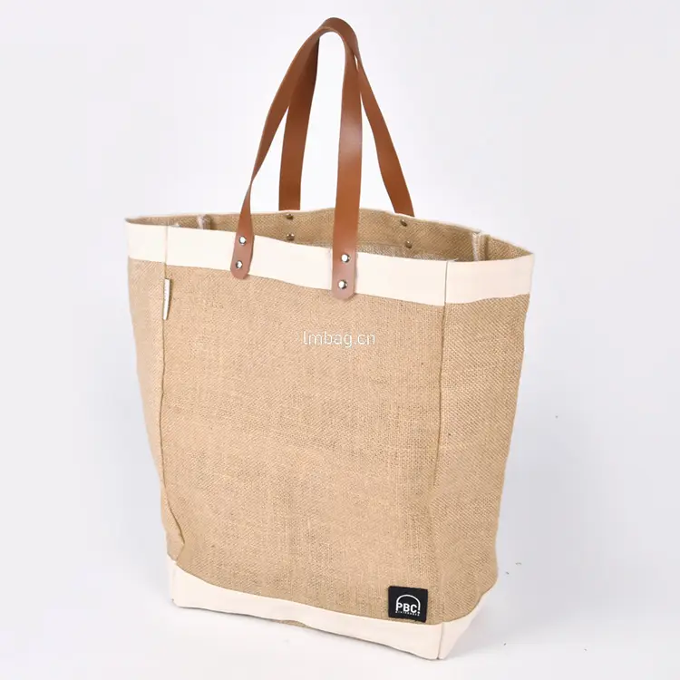 Jute Bag With Leather Handles